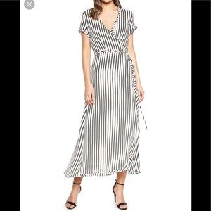 Bardot striped wrap dress